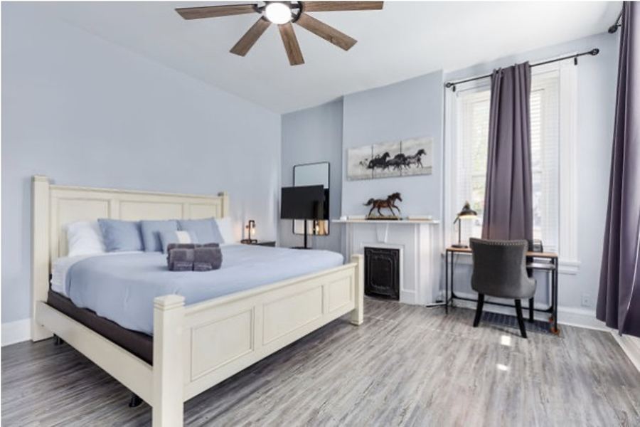 Bedroom with fireplace nook